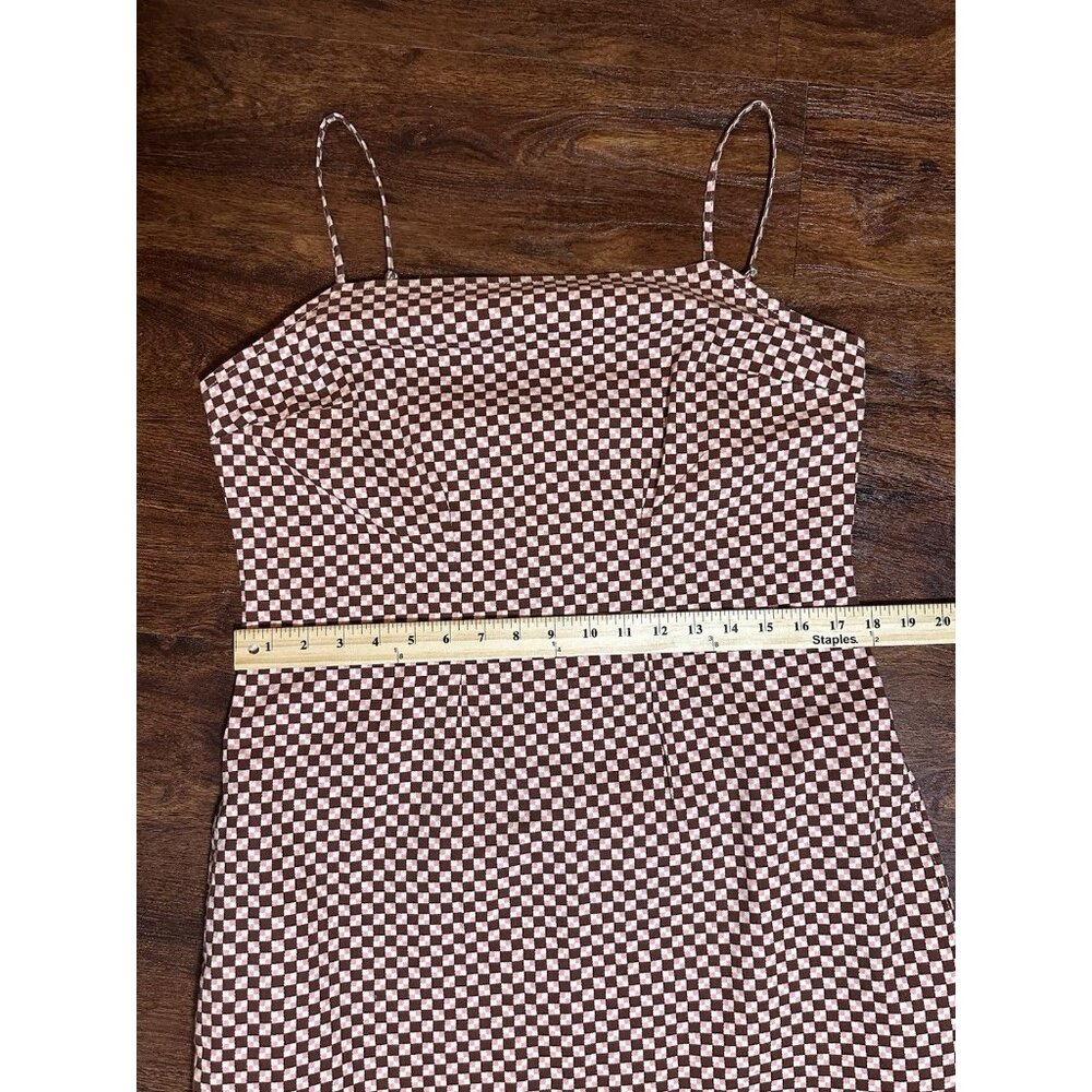 NWT LEVI'S Mini Dress L Brown/Pink Multicolor Check Adj. Spag. Straps w/pockets - Picture 7 of 13